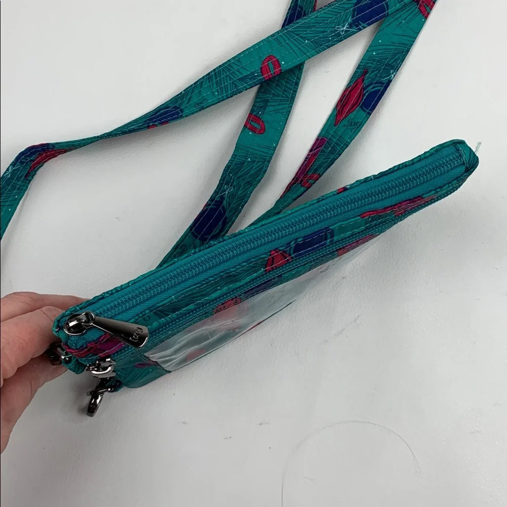 LUG Peekaboo Turquoise Teal Fuschia Purple Crossbody Bag Bells ornament Wristlet
